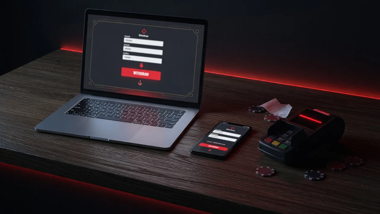 Real Withdrawal cashier on laptop and phone